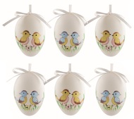 9308 Velikonočn&iacute; vejce plastov&aacute; malovan&iacute; Pt&aacute;čci 6 cm na zavě&scaron;en&iacute;, 6 ks v s&aacute;čku-1