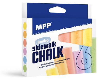 Křídy chodníkové vel. M, kulaté 6 ks v krabičce, mix barev