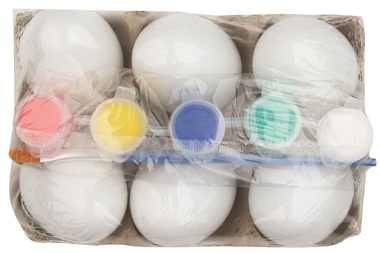 Sada vajíček k dozdobení včetně vodových barev 6 cm, 6 ks v sáčku