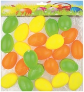 9988 Vajíčka plastová na zavěšení 4 cm, 24 ks v sáčku, mix barev -2