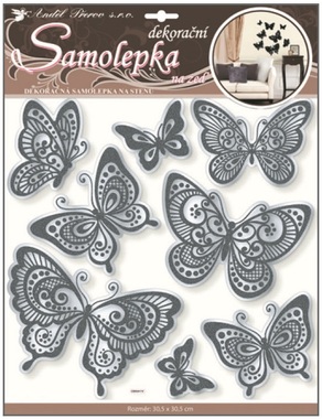 Samolepky na zeď se zrcadlovým efektem Motýli 30,5 x 30,5 cm