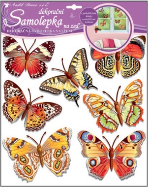 Samolepky na zeď 3D efekt Motýli 30,5 × 30,5 cm