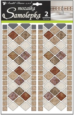 Samolepky na zeď plastická Mozaika imitace obkladů 30 x 12 cm, 2 pruhy