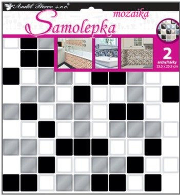 Samolepky na zeď plastická Mozaika imitace obkladů 25,5 x 25,5 cm, 2 archy