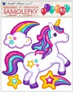 Samolepky na zeď 3D balónková Jednorožec 30 x 30 cm