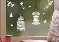 10465 Samolepky na zeď bílé ptačí klece 27,5 x 41 cm-2