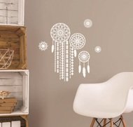 10486 Samolepky na zeď b&iacute;l&yacute; lapač snů s glitry 24 x 47 cm-2