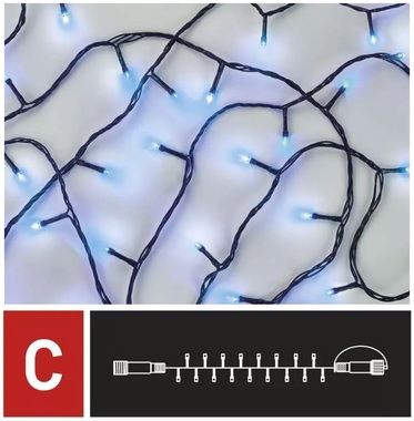 Osvětlení vánoční - nadstavitelný řetěz 10 m-100 LED modrá + 5 cm přívodní kabel