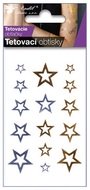 1112 Tetovací obtisky metalické 10,5x6 cm- hvězdičky-1