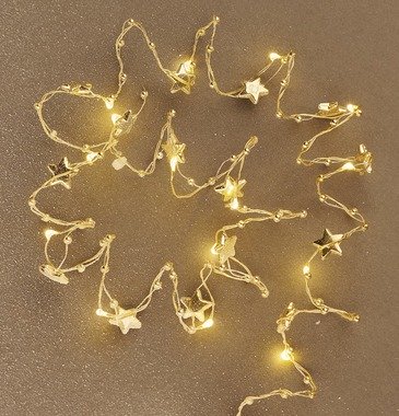 Osvětlení girlanda hvězdičky zlatá 1,9 m, teplá bílá 20 LED