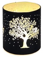 11705 Svítící skleněný válec s motivem stromu – černý, 10 x 9 cm, teplá bílá, 10 LED, časovač-1