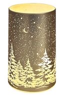 11708 Sv&iacute;t&iacute;c&iacute; skleněn&yacute; v&aacute;lec s motivem krajiny &ndash; zlat&yacute;, 12,8 x 7,5 cm, tepl&aacute; b&iacute;l&aacute;, 10 LED, časovač-1