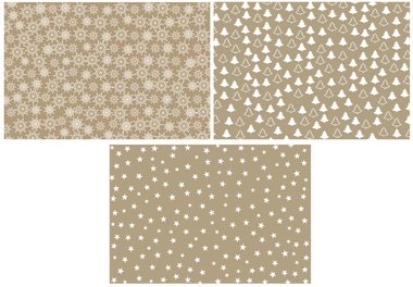 Balicí kraft papír bílý potisk 3 motivy, 60 g, 200x70 cm