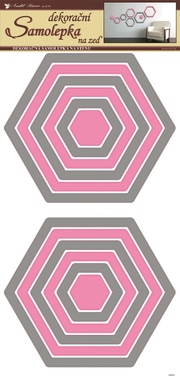 Samolepky na zeď Šestiúhelníky šedorůžové 60 × 32 cm