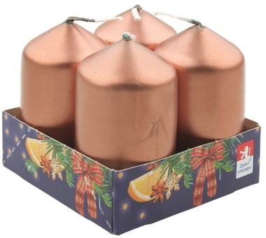 Měděné adventní svíčky válcové lakované 40 × 80 mm, sada 4 ks, výdrž až 11 h