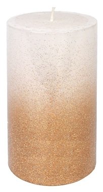 Zlato-stříbrná svíčka válcová s glitrem 70 × 130 mm, výdrž až 44 h