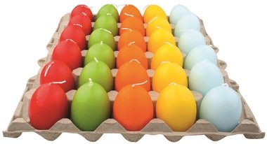 Svíčka vejce 45 x 60 mm, mix 5 barev, 30 ks