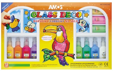 Barvy na sklo sada 13 ks 22 ml + fólie a šablony