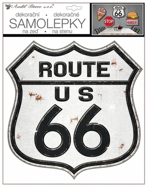 Samolepicí cedulka Route 66 30 x 30 cm