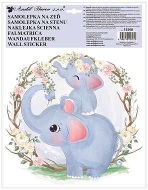Samolepka na zeď barevná Slon 30 x 42 cm