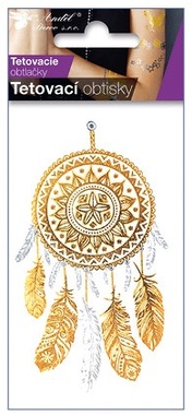 Tetovací obtisky zlaté a stříbrné Lapač snů 10,5 x 6 cm