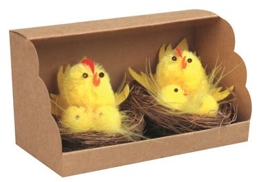 Slepička s kuřátky, 6 x 6 x 5 cm, 2 ks