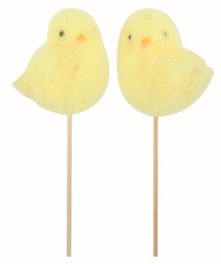 Kuřátko žluté 5,5 x 6 x 4,5 cm + špejle