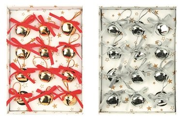 Rolničky Zlaté a stříbrné 12 ks, 2 x 2 x 2 cm
