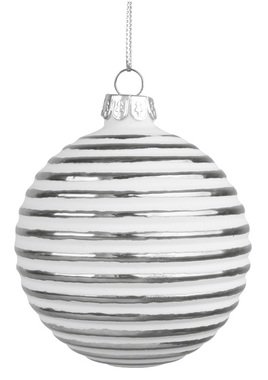 Sada skleněných baněk 8 cm, 4 ks v balení, stříbrná s patinou 