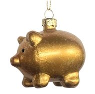 Prasátko skleněné s glitrem 6,5 x 6 x 4,5 cm