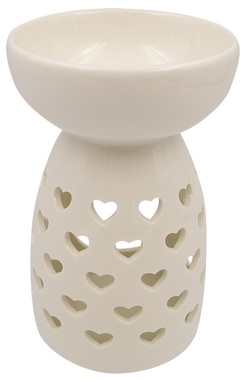 Aromalampa porcelánová bílá se srdíčky 9 x 14 cm 