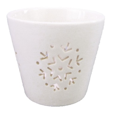 Svícen bílý porcelánový Vločka 7 x 6,5 cm