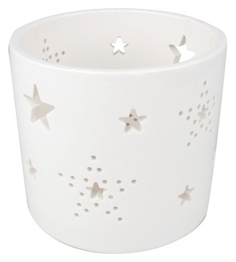 Svícen bílý porcelánový Hvězdy 10,5 x 10,5 cm