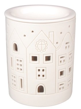 Aromalampa bílá porcelánová Domky 11 x 13,5 cm