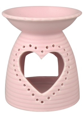 Aromalampa růžová porcelánová Se srdcem 10 x 13 cm