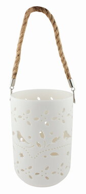 Svíticí porcelánový Válec s motivem jara, o 13 x 18 cm, teplá bílá, 1 LED, časovač, na zavěšení
