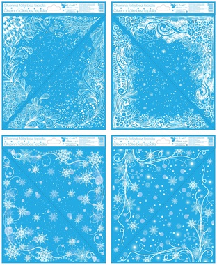 Okenní fólie rohová s glitry Mráz 29,5 × 24 cm