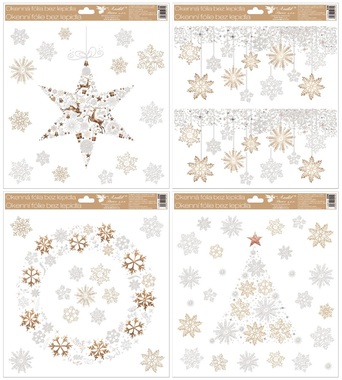 Okenní fólie s glitry Vločky 30 × 33,5 cm