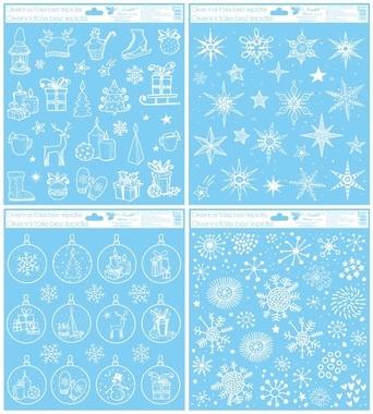 Okenní fólie s glitry Bílé zimní motivy 30 × 33,5 cm