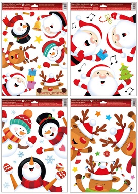 Okenní fólie s glitry Sobíci a Santa 30 × 42 cm
