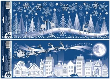 Okenní fólie s glitry Město a les 21 × 59,5 cm