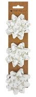 28009 Rozeta d&aacute;rkov&aacute; samolepic&iacute; 7 x 3,5 x 7 cm, b&iacute;l&aacute; se stř&iacute;brn&yacute;mi vločkami, 3 ks-1