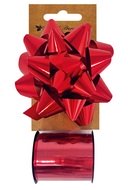 Sada na balení dárků červená, rozeta 10 x 5 x 10 cm, stuha 1 cm x 10 m