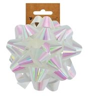 28014 Rozeta dárková samolepicí metalická bílá 13 x 7 x 13 cm-1