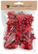 Sada na balení dárků červená, rozeta 5 x 2 x 5 cm 20 ks, stuha 0,5 cm x 10 m 2 ks