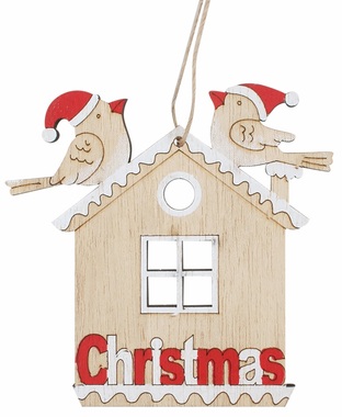 Domek se dvěma ptáčky na zavěšení 9 x 9 cm