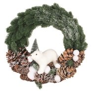 33015 Věnec s ledn&iacute;m medvědem o 40 x 12 cm + dekorace-1