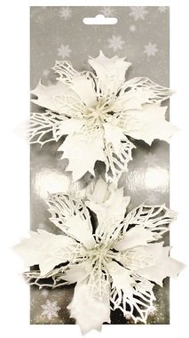 Poinsettie bílá 14 cm, 2 ks na klipu