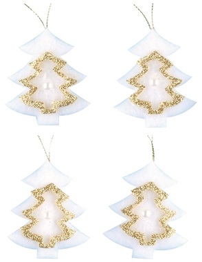 Stromky na zavěšení zlatý dekor 5 cm, 4 ks v sáčku