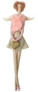 Andělka látková na zavěšení, v rosegold vestě a sukni 43 cm 